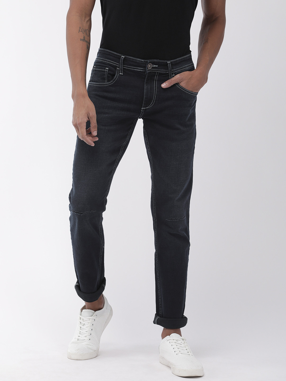 

Park Avenue Men Blue Mod Fit Mid-Rise Mildly Distressed Stretchable Jeans