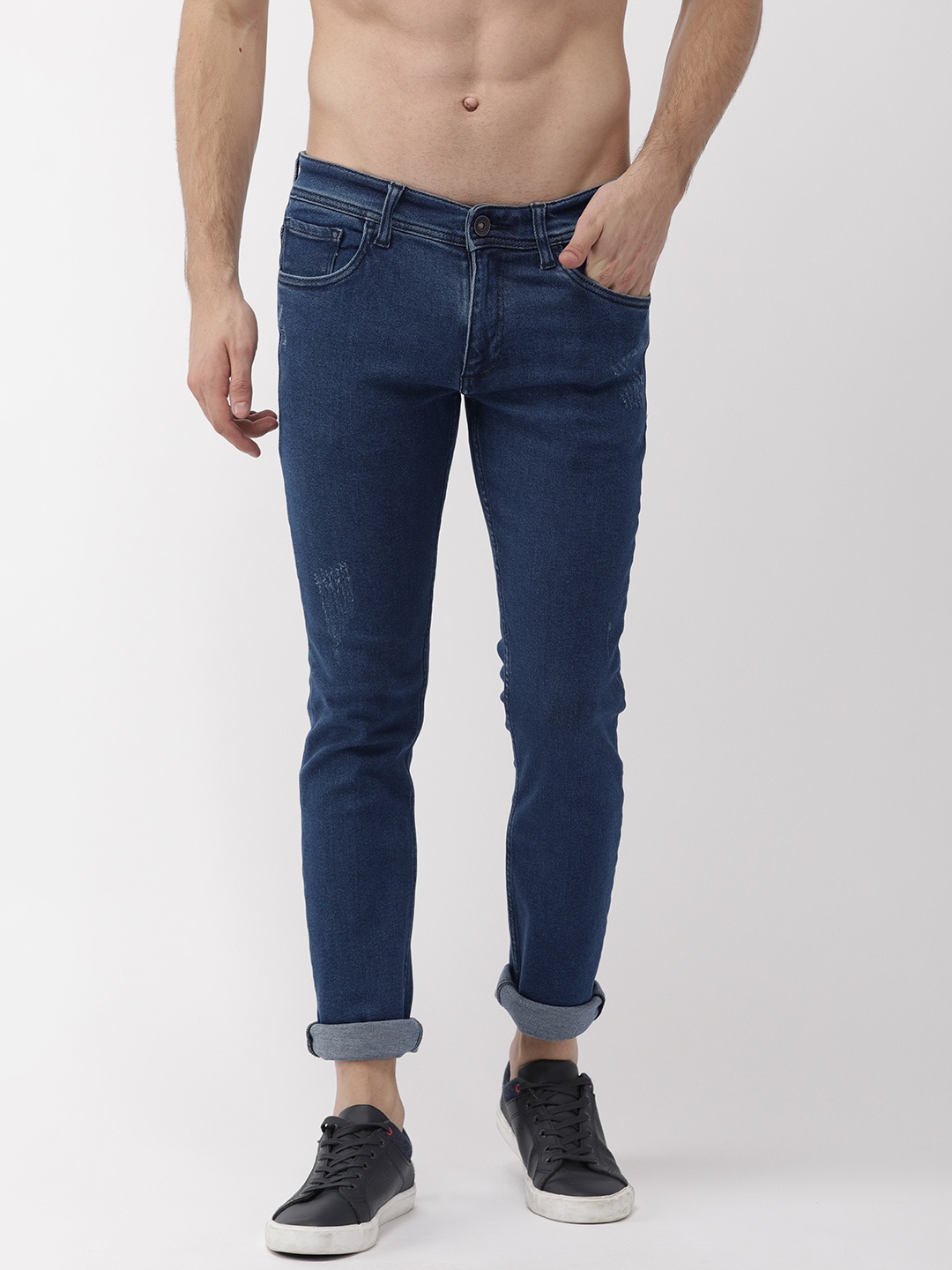 

Park Avenue Men Blue Mod Fit Mid-Rise Low Distress Stretchable Jeans