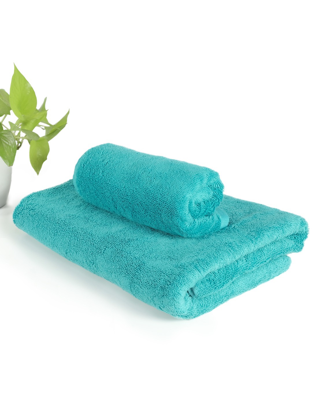 

HEELIUM Pack of 2 Bamboo Super Soft & Quick Absorbent 1 Bath & 1 Hand 600 GSM Towel Set, Teal