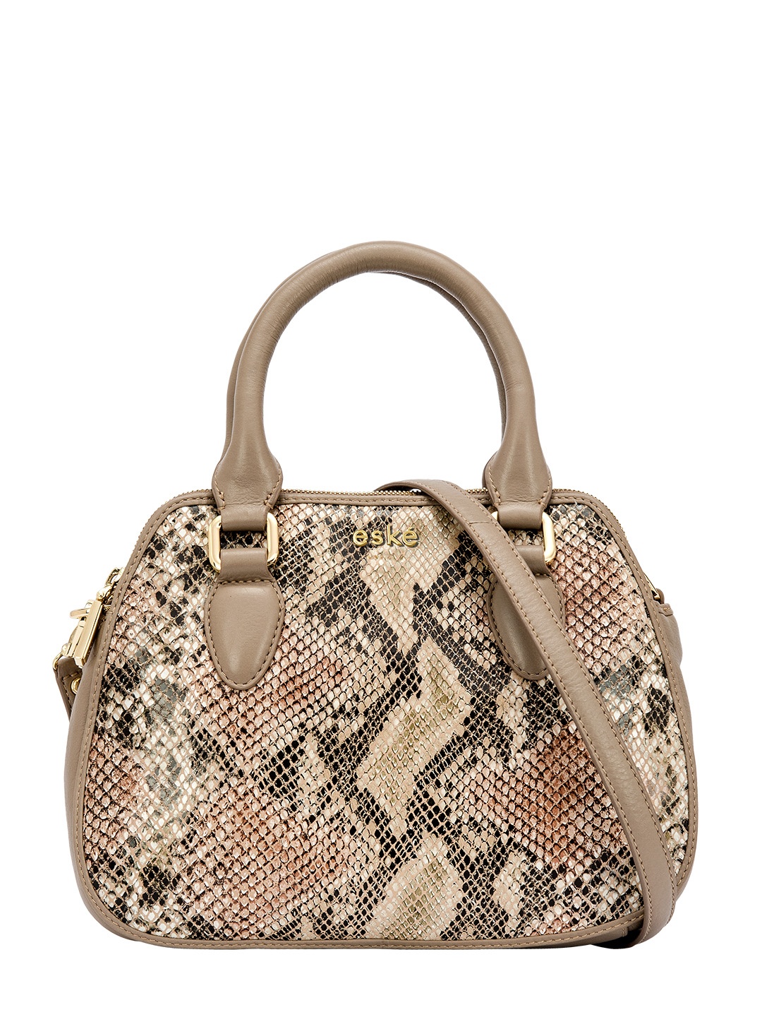 

Eske Beige Printed Leather Handheld Bag