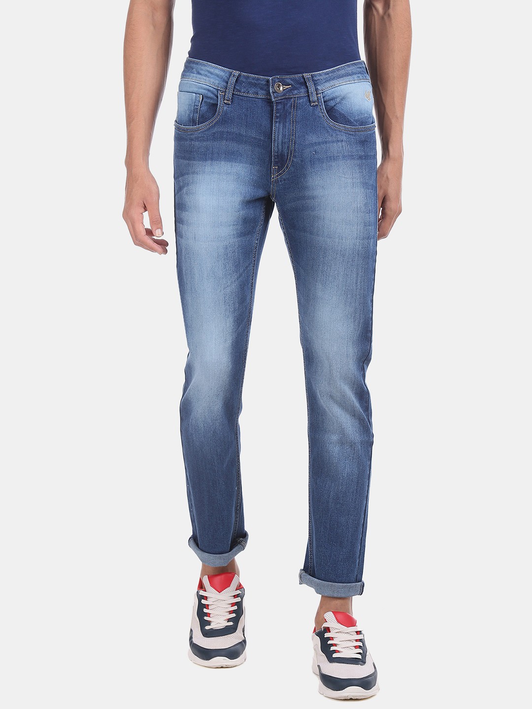 

Flying Machine Men Blue Micheal Slim Tapered Fit Mid-Rise Clean Look Stretchable Jeans