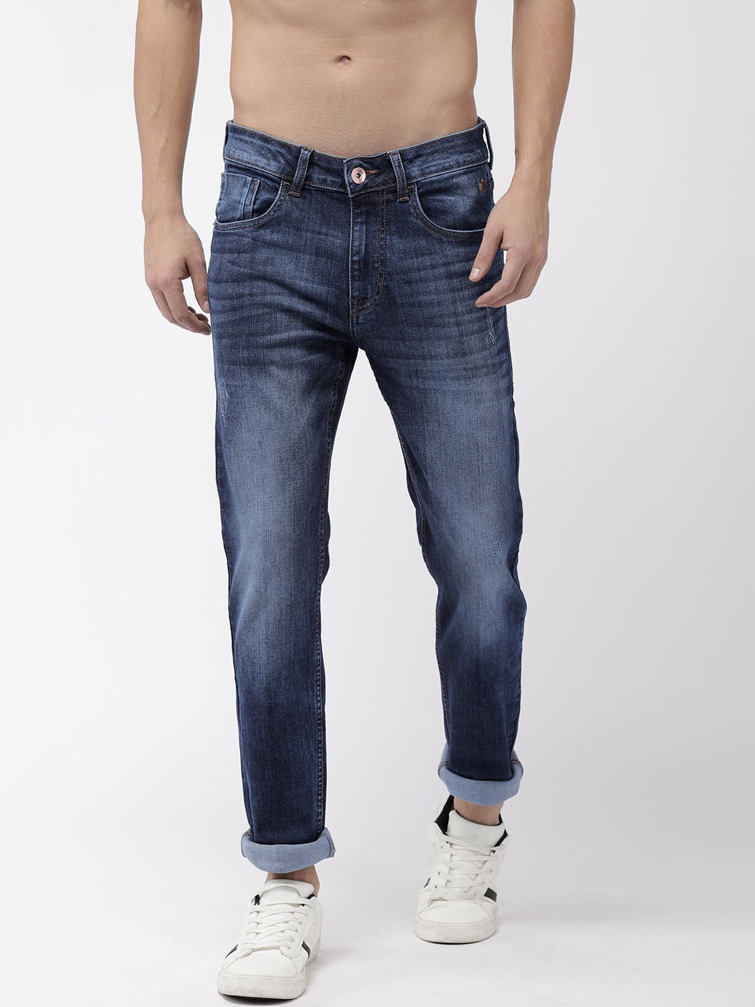 

Flying Machine Men Blue Micheal Slim Tapered Fit Mid-Rise Mildly Distressed Jeans