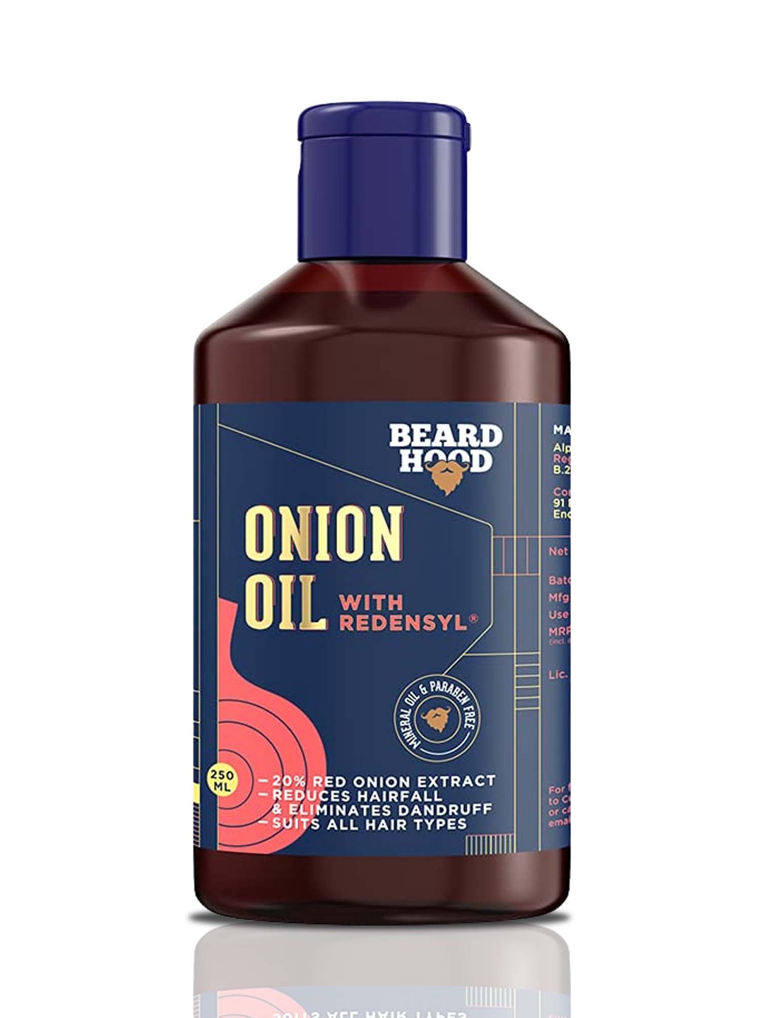 

Beardhood Onion Oil with Redensyl for Hair Growth & Anti-Hairfall 250 ml, Blue