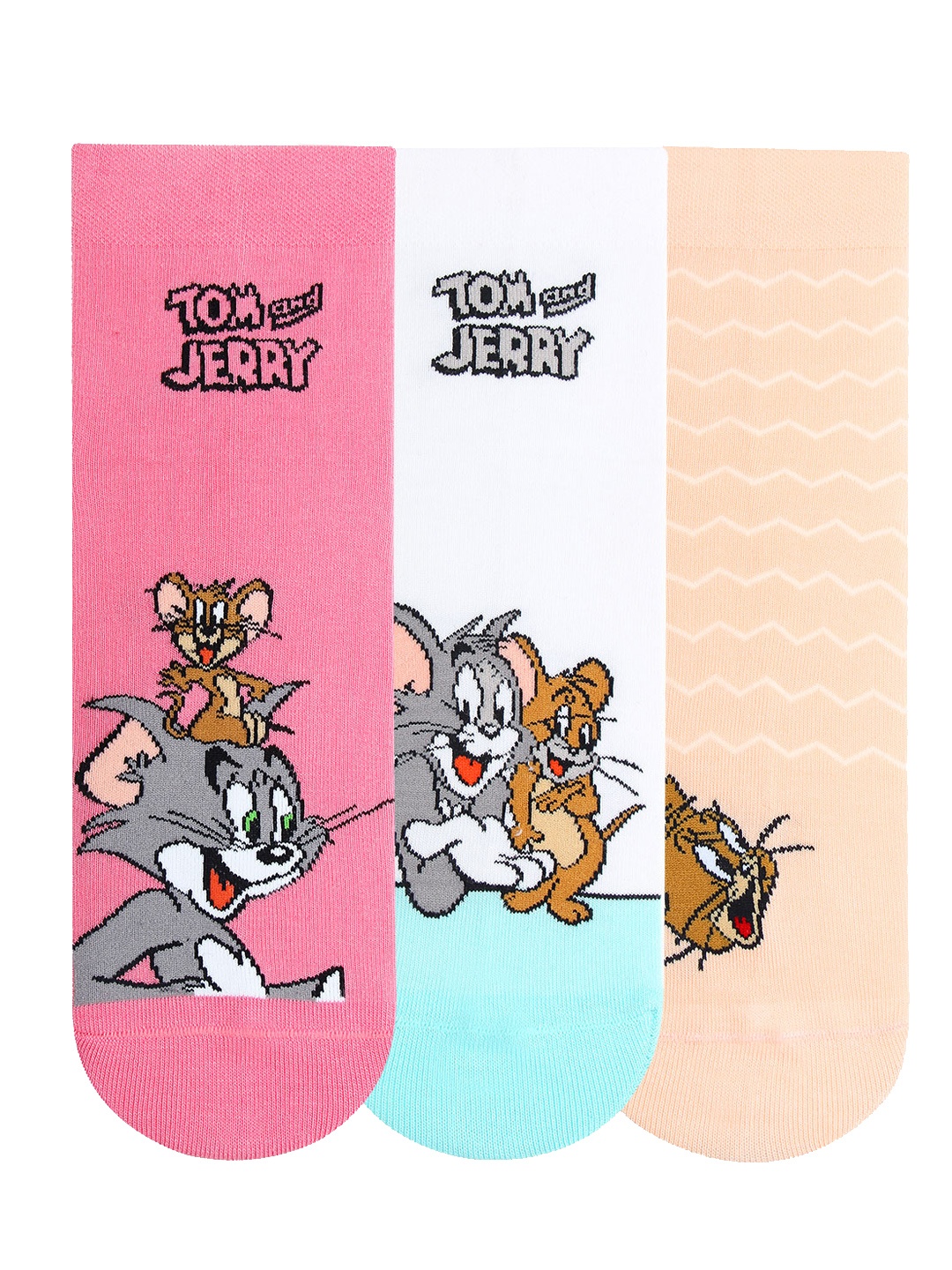 

Bonjour Women Pack of 3 Assorted Tom & Jerry Ankle-Length Socks