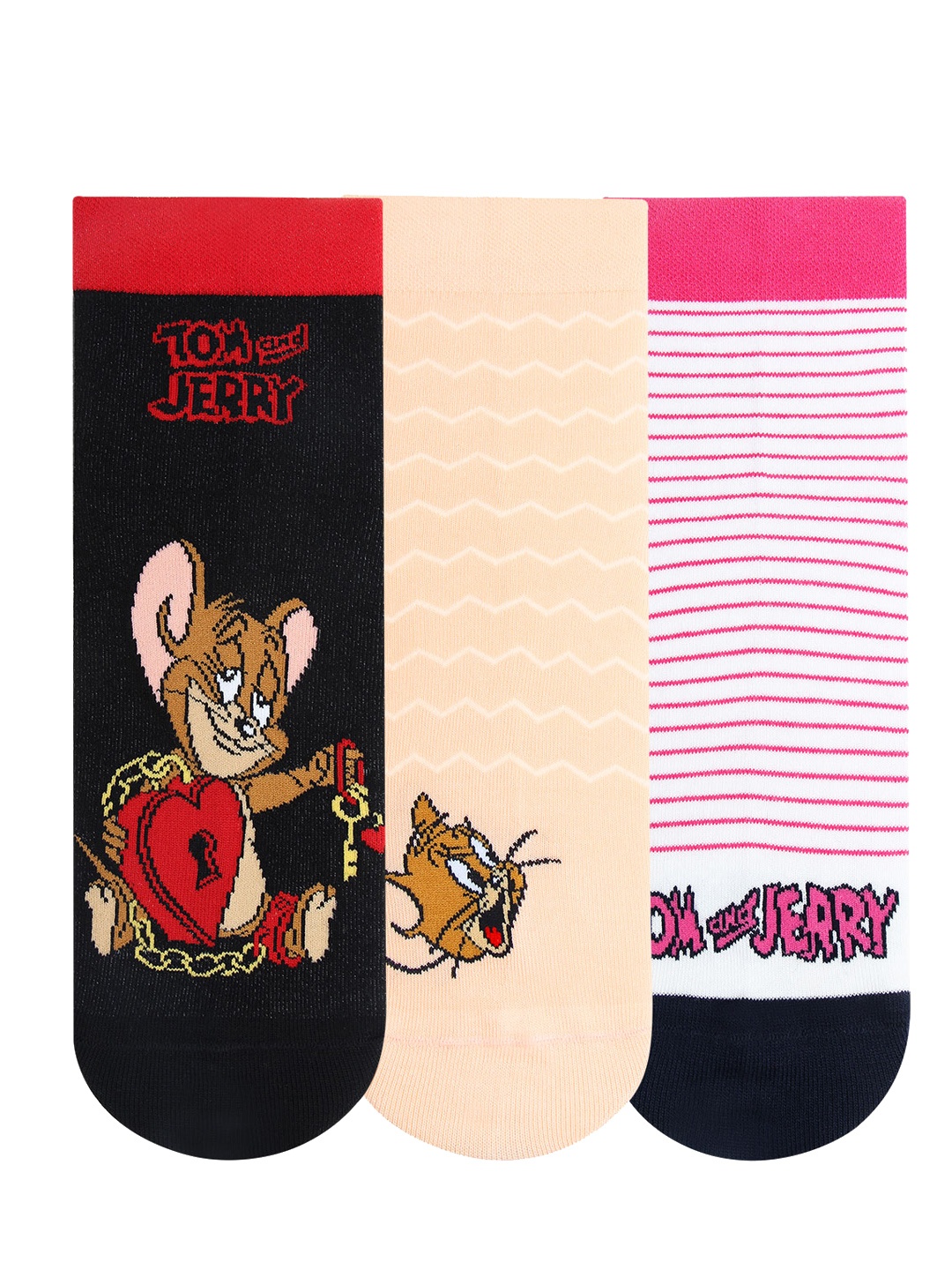 

Bonjour Women Pack of 3 Assorted Tom & Jerry Ankle-Length Socks