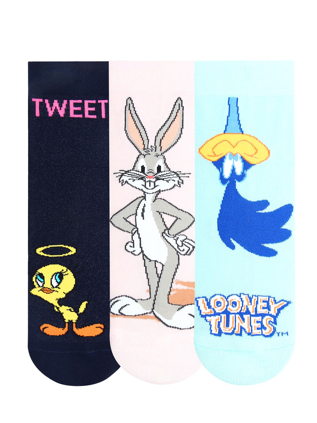 

Bonjour Women Pack of 3 Assorted Loony Tunes Ankle-Length Socks