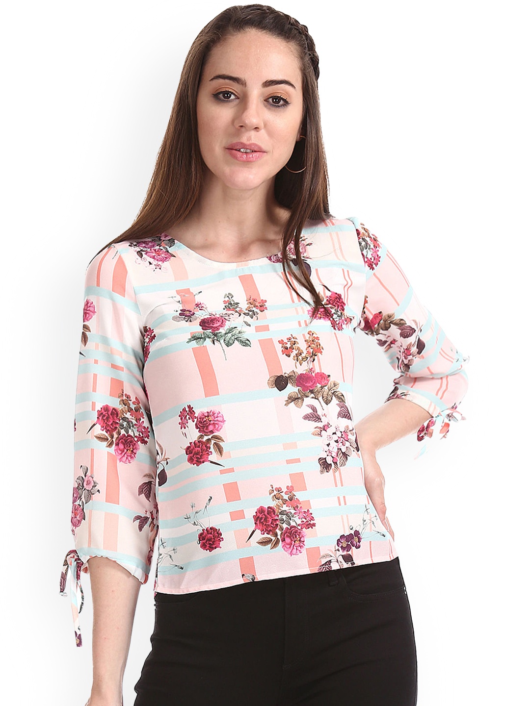 

Sugr Women White Floral Print Top