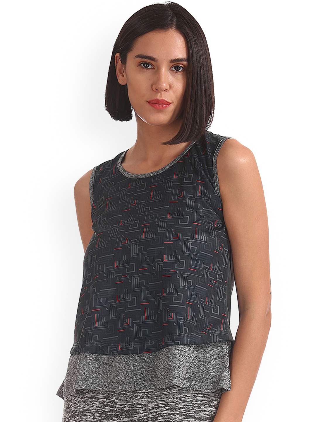 

Sugr Women Charcoal Printed Tank Top