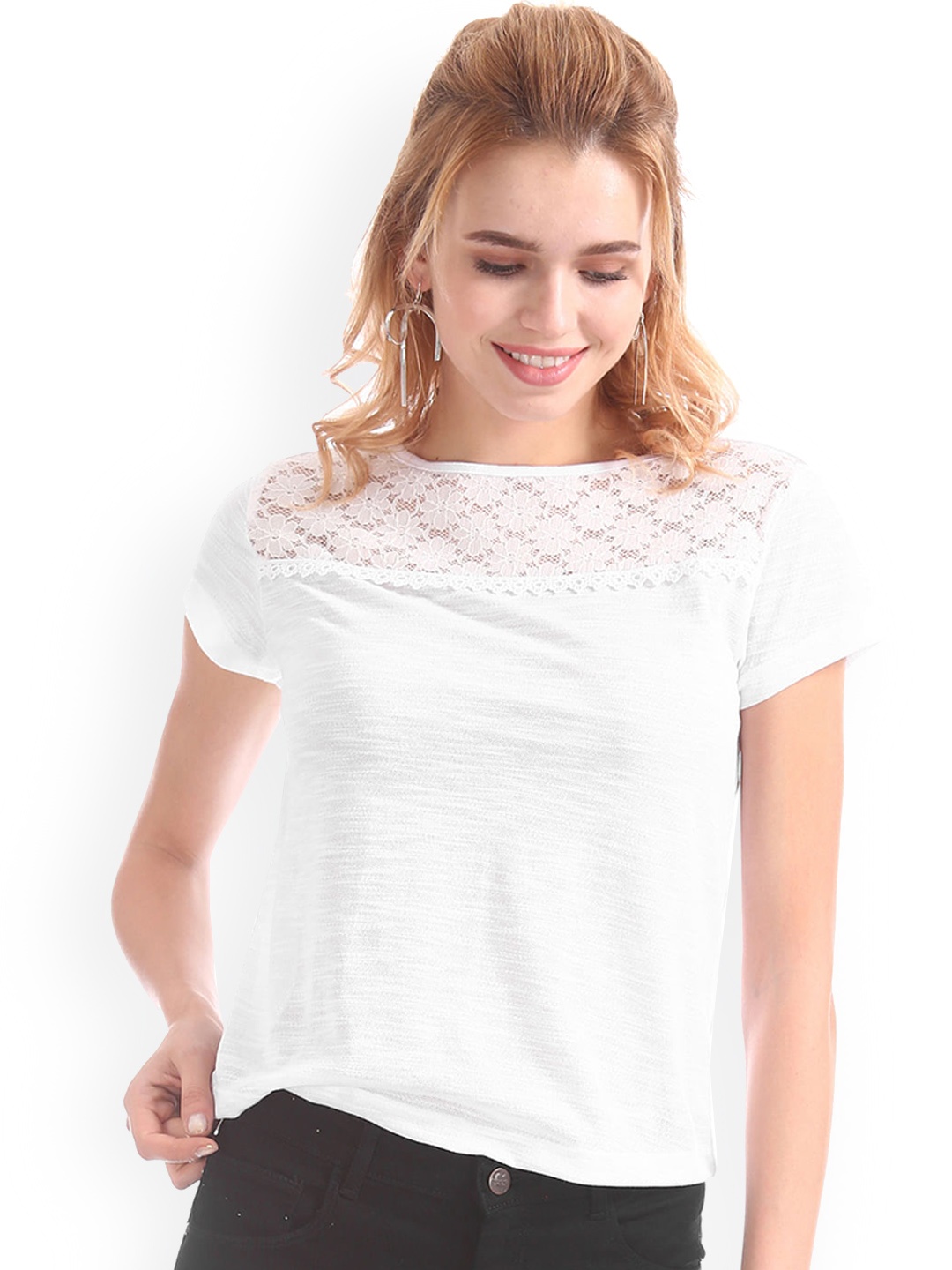 

Sugr Women White Self Design Top