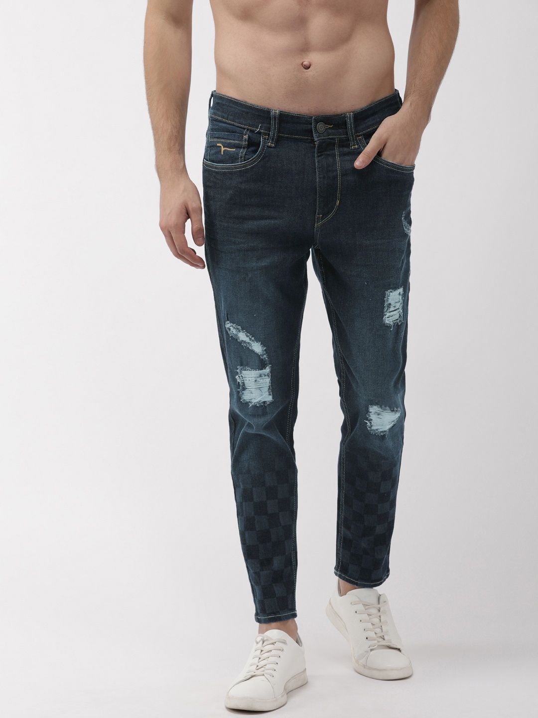 

Flying Machine Men Blue MJ Mankle Skinny Fit Mid-Rise Mildly Distressed Stretchable Jeans