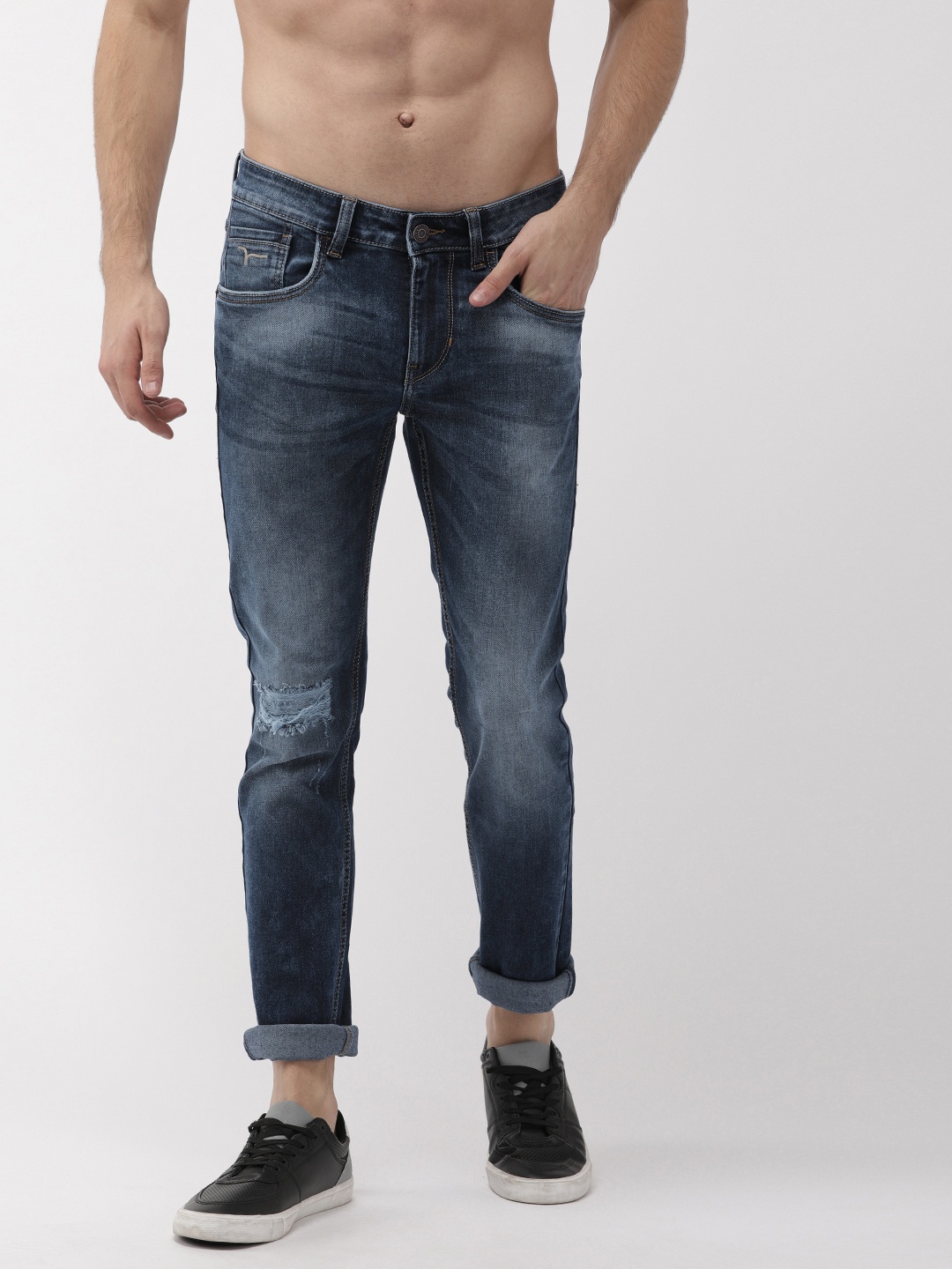 

Flying Machine Men Blue Jackson Skinny Fit Low-Rise Mildly Distressed Stretchable Jeans