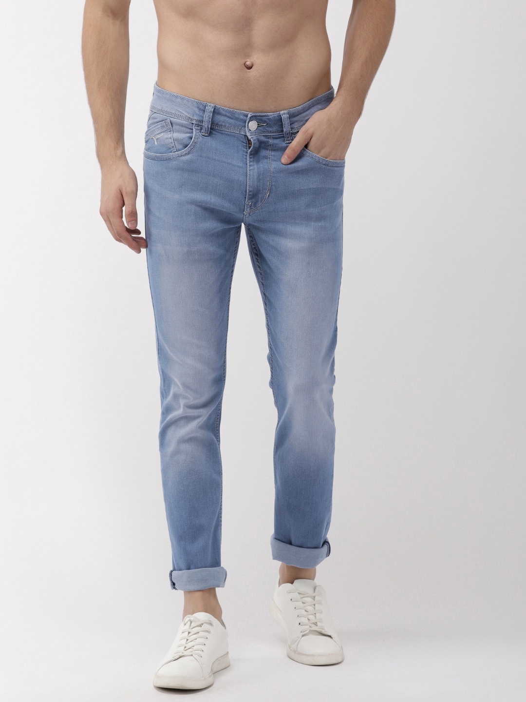 

Flying Machine Men Blue Michael Slim Tapered Fit Mid-Rise Clean Look Stretchable Jeans
