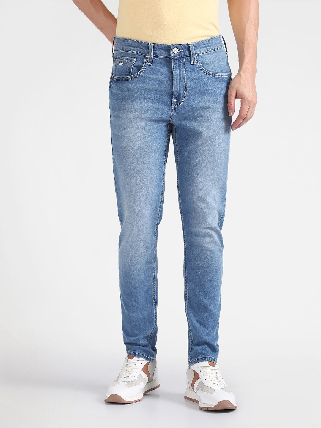 

Flying Machine Men Blue Django Straight Fit Mid-Rise Clean Look Stretchable Jeans