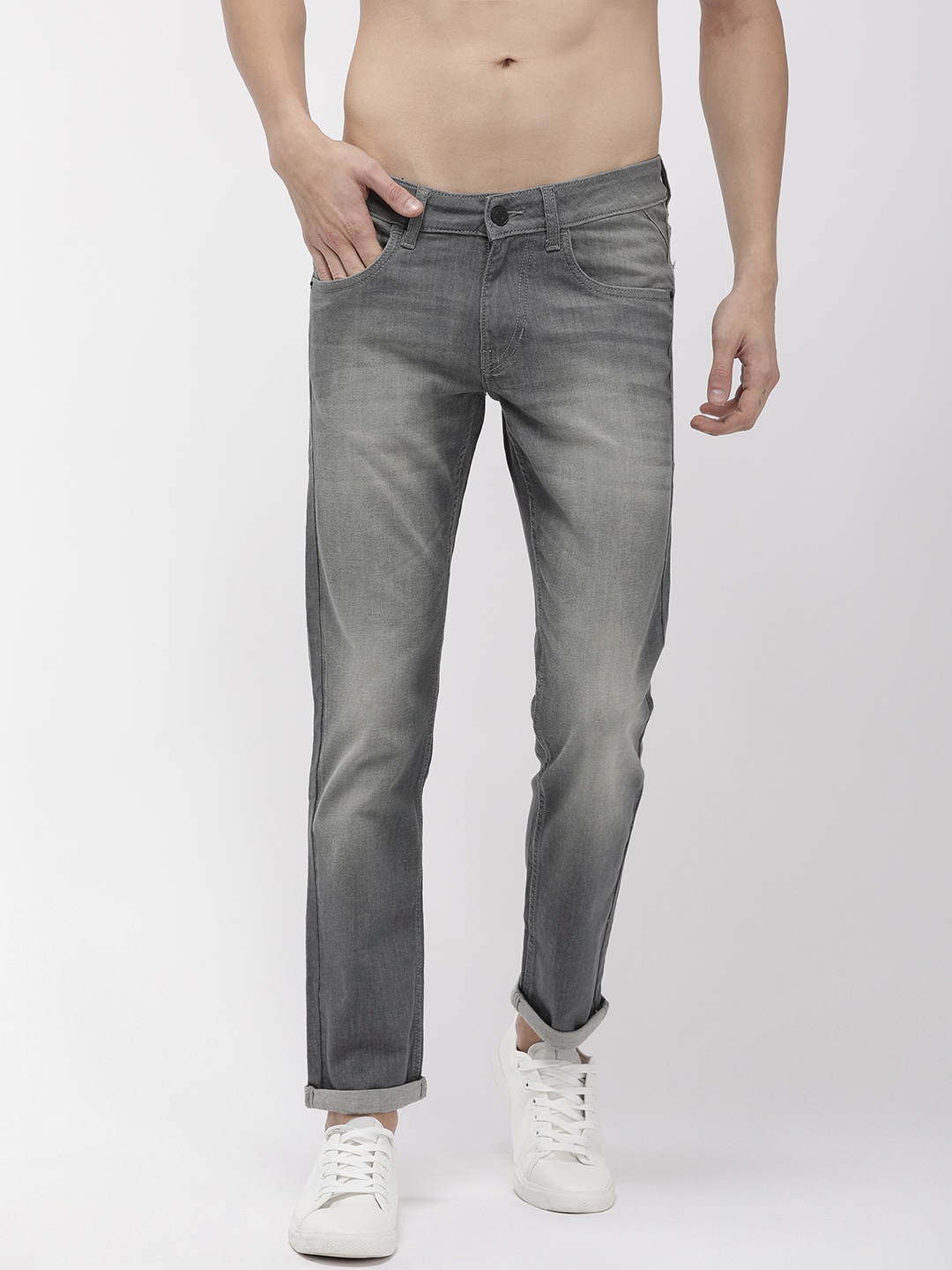 

Flying Machine Men Grey Skinny Fit Low-Rise Clean Look Stretchable Jeans