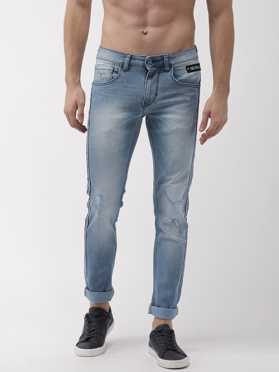 

Flying Machine Men Blue Jackson Skinny Fit Low-Rise Mildly Distressed Stretchable Jeans