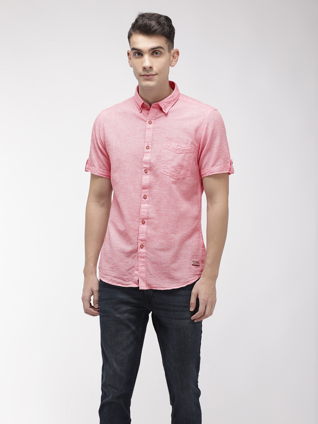 

Flying Machine Men Pink Slim Fit Solid Casual Shirt