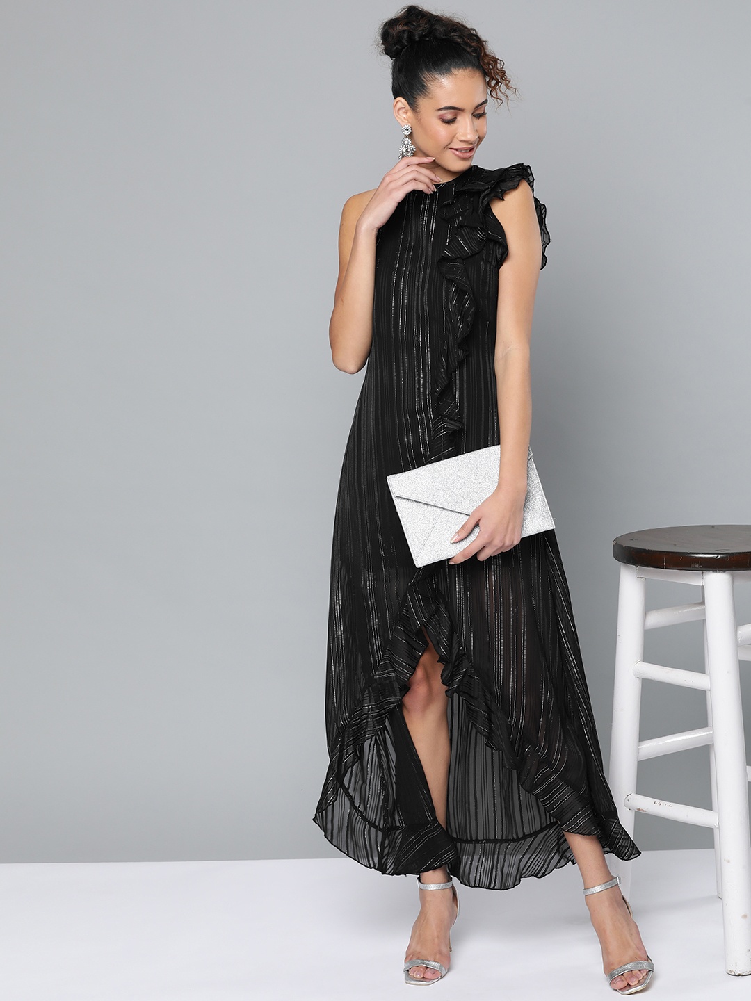 

STREET 9 Women Black Striped Maxi Dress