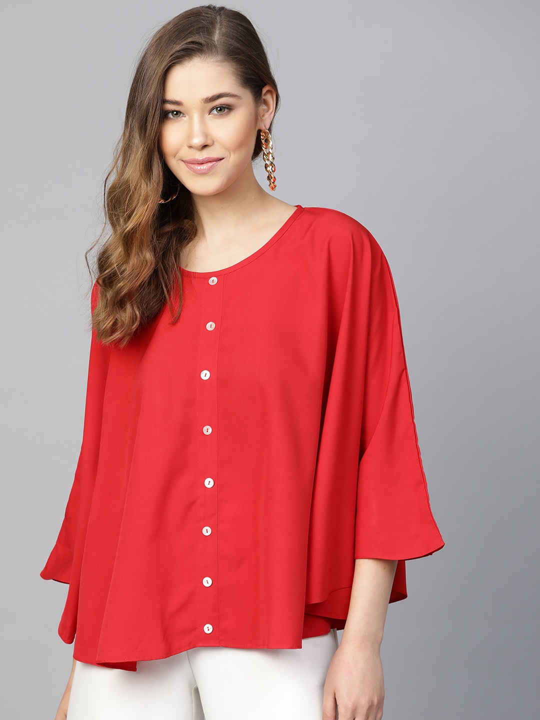 

Uptownie Lite Women Red Solid Cape Top