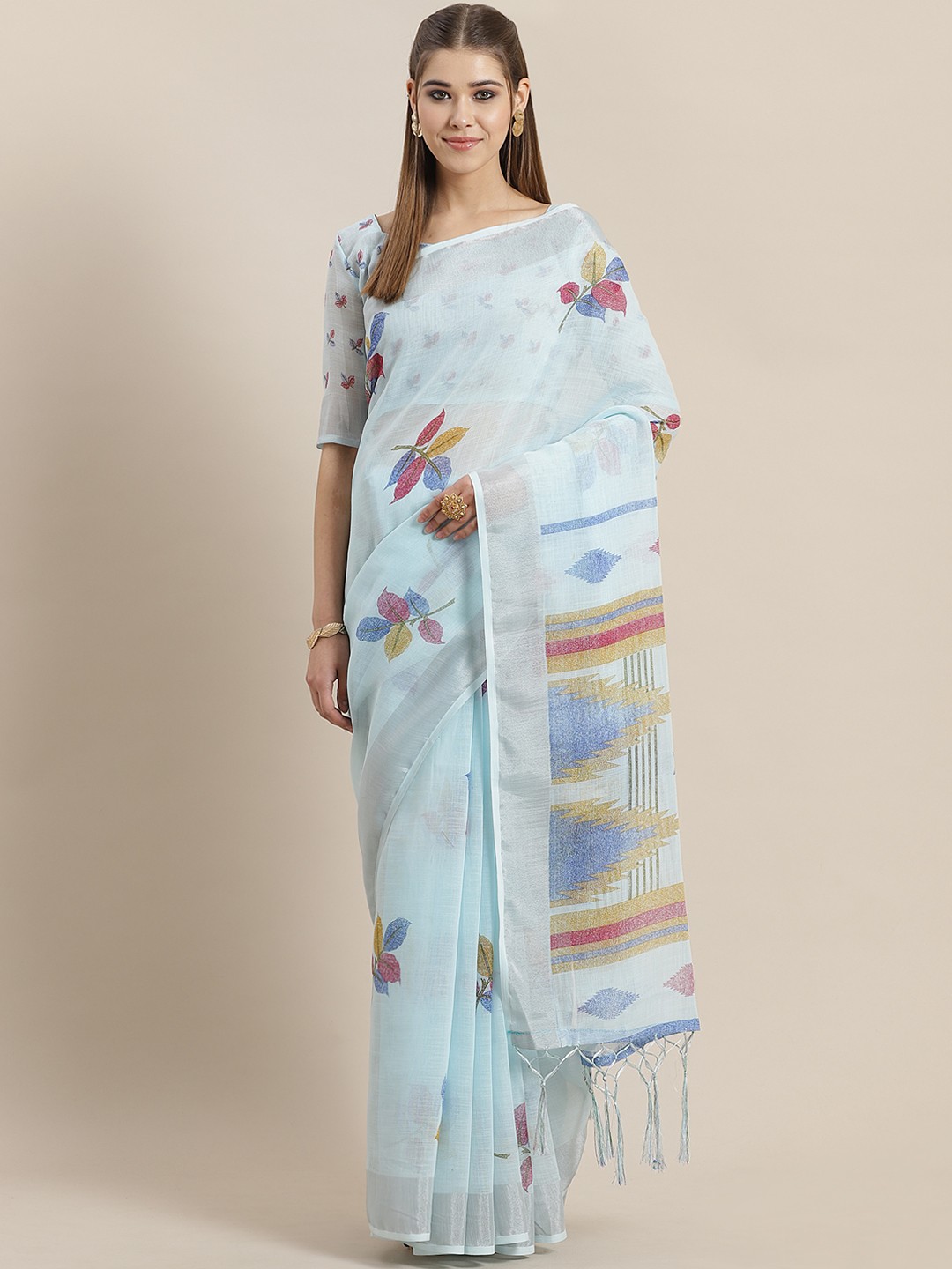 

Saree mall Blue Printed Saree