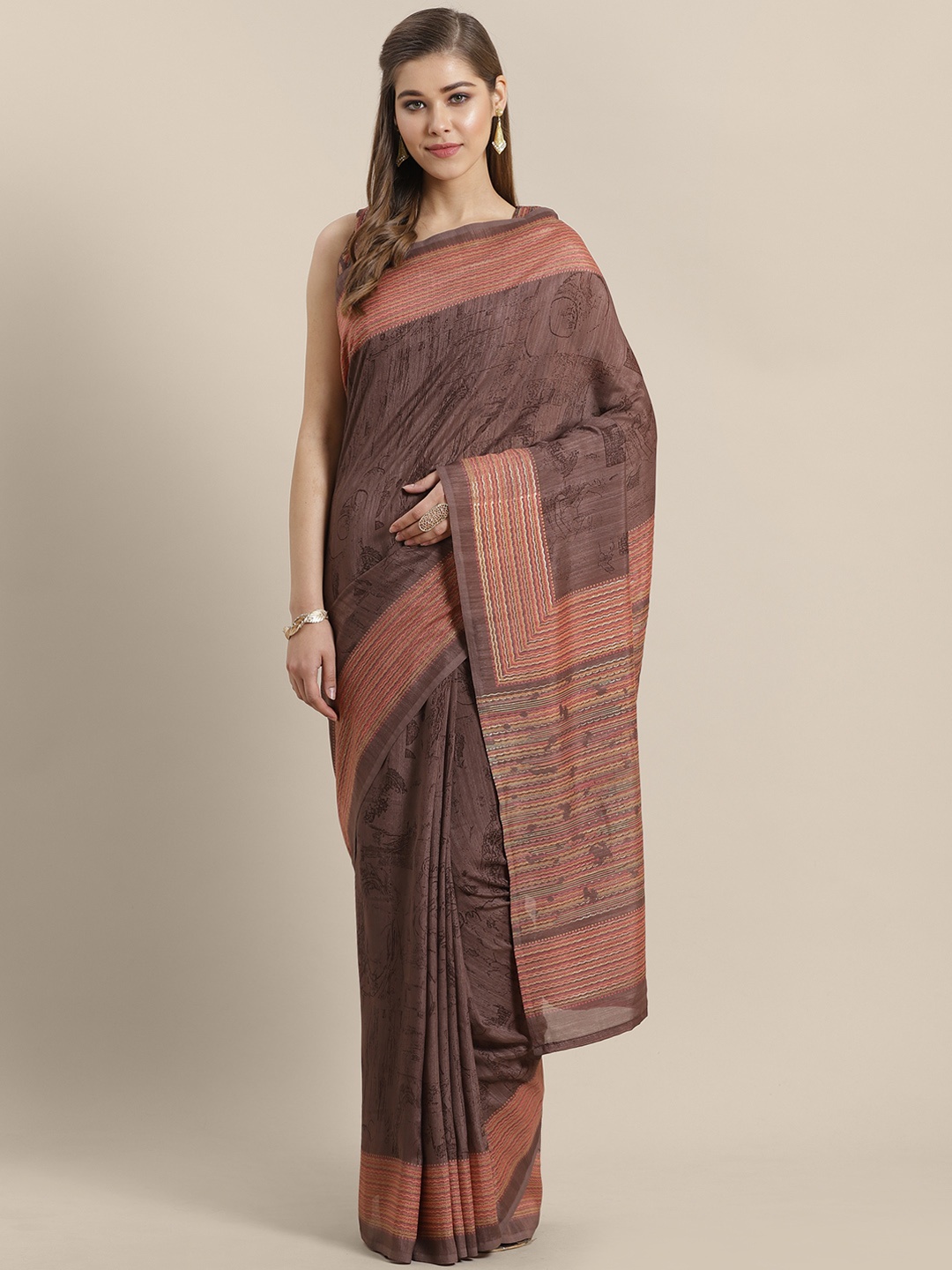 

Saree mall Brown Printed Saree
