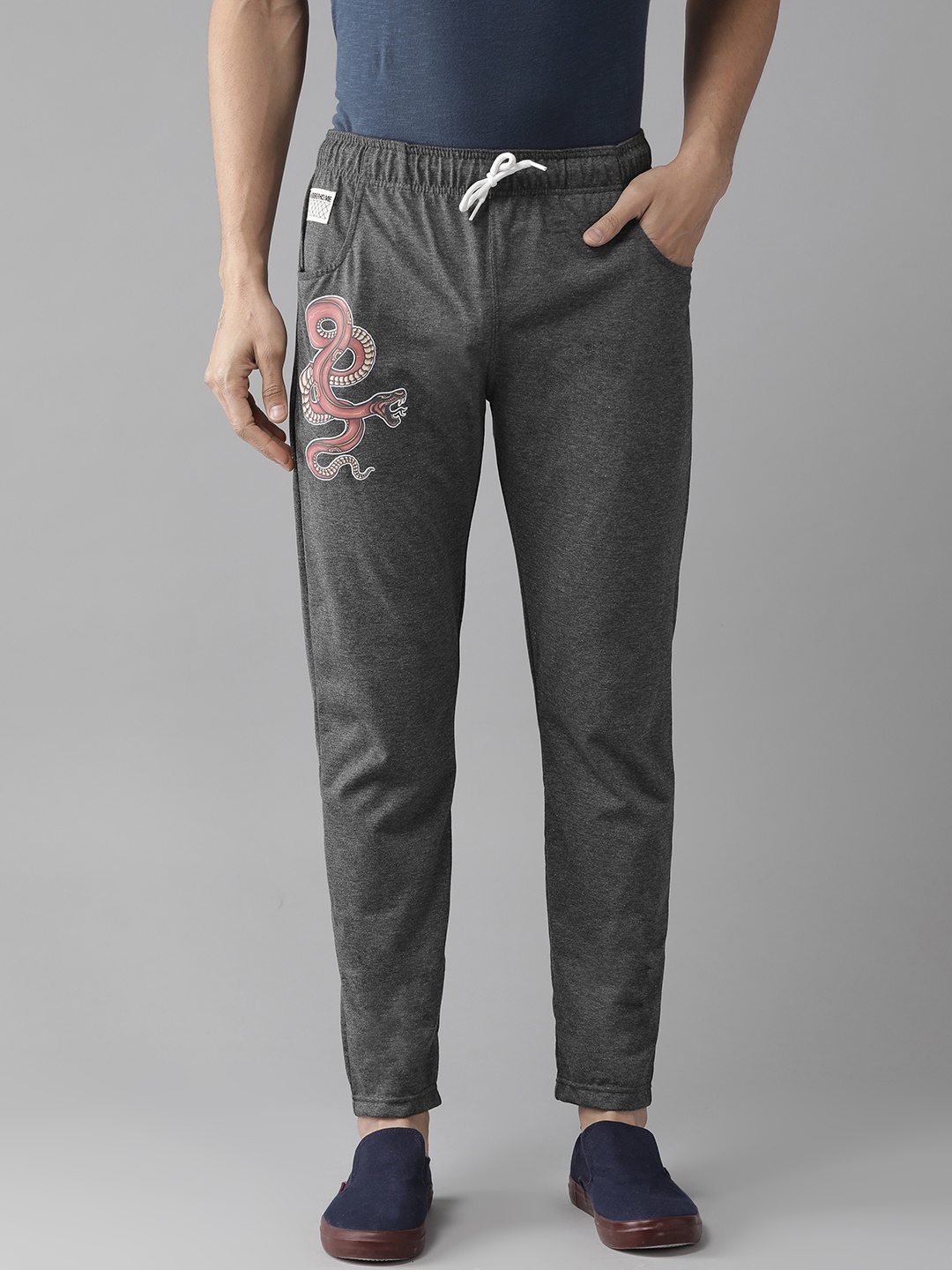 

Hubberholme Men Charcoal Grey Solid Track Pants