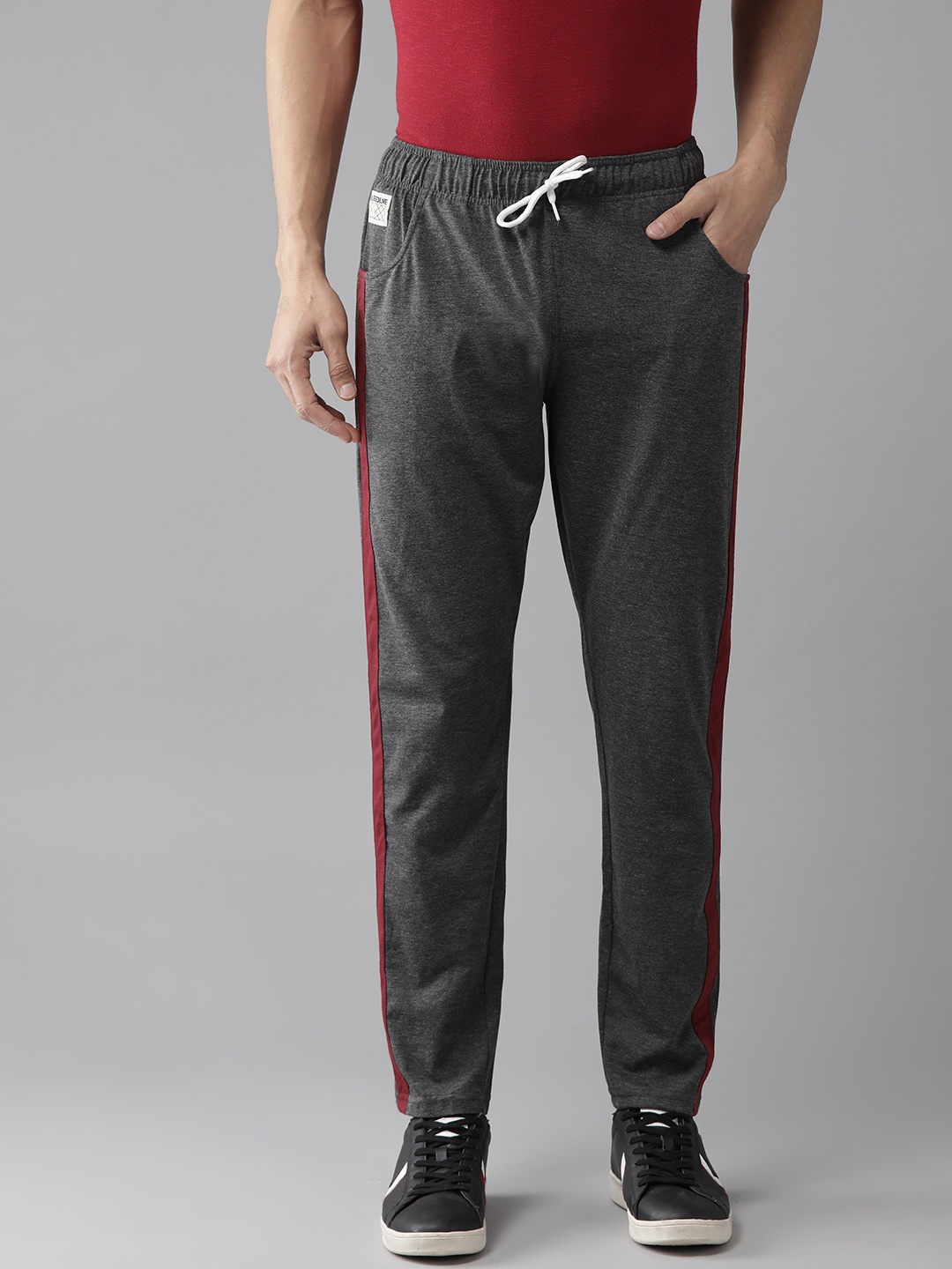 

Hubberholme Men Charcoal Grey Solid Track Pants