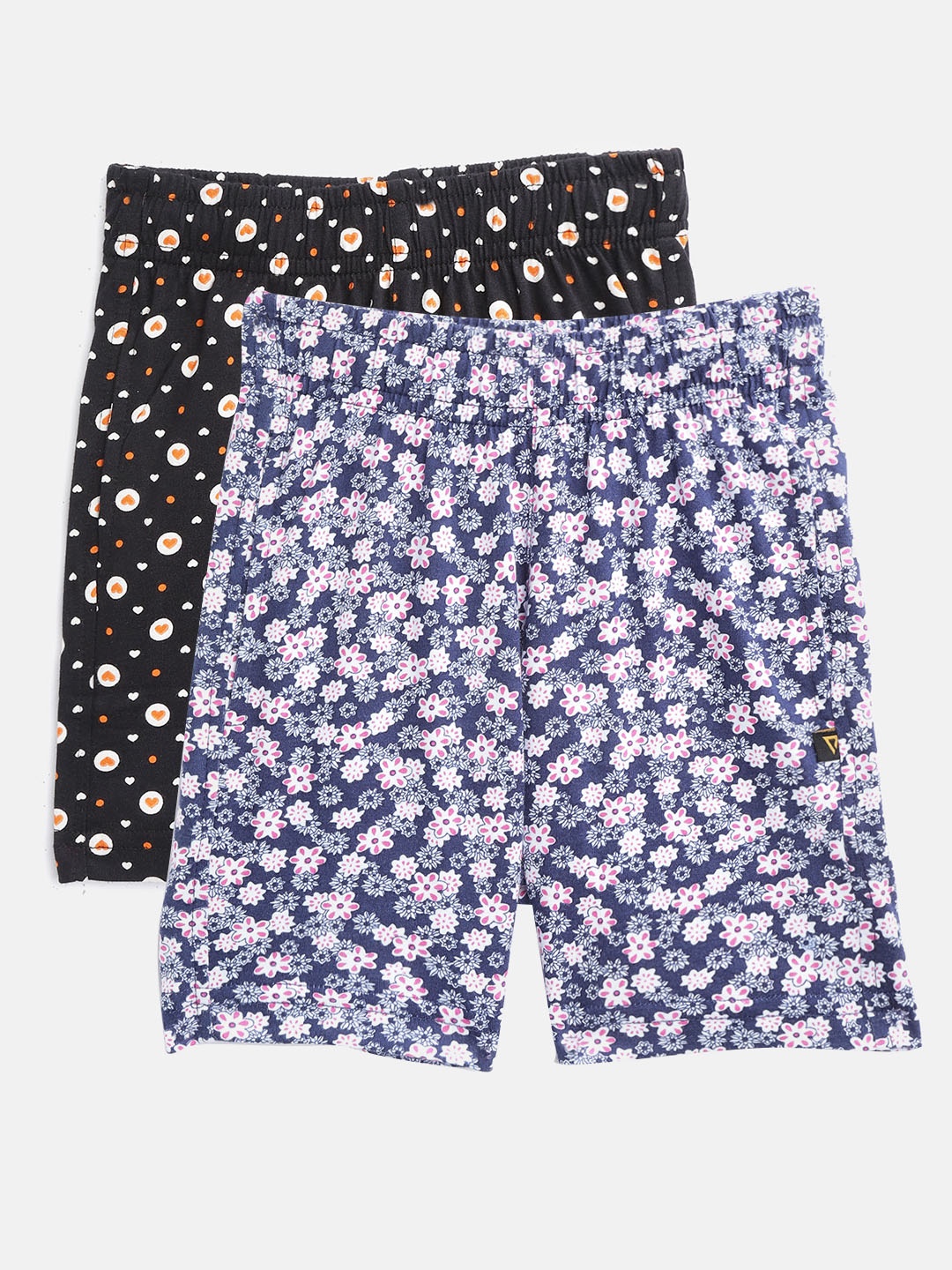 

PROTEENS Girls Pack of 2 Printed Regular Shorts, Navy blue