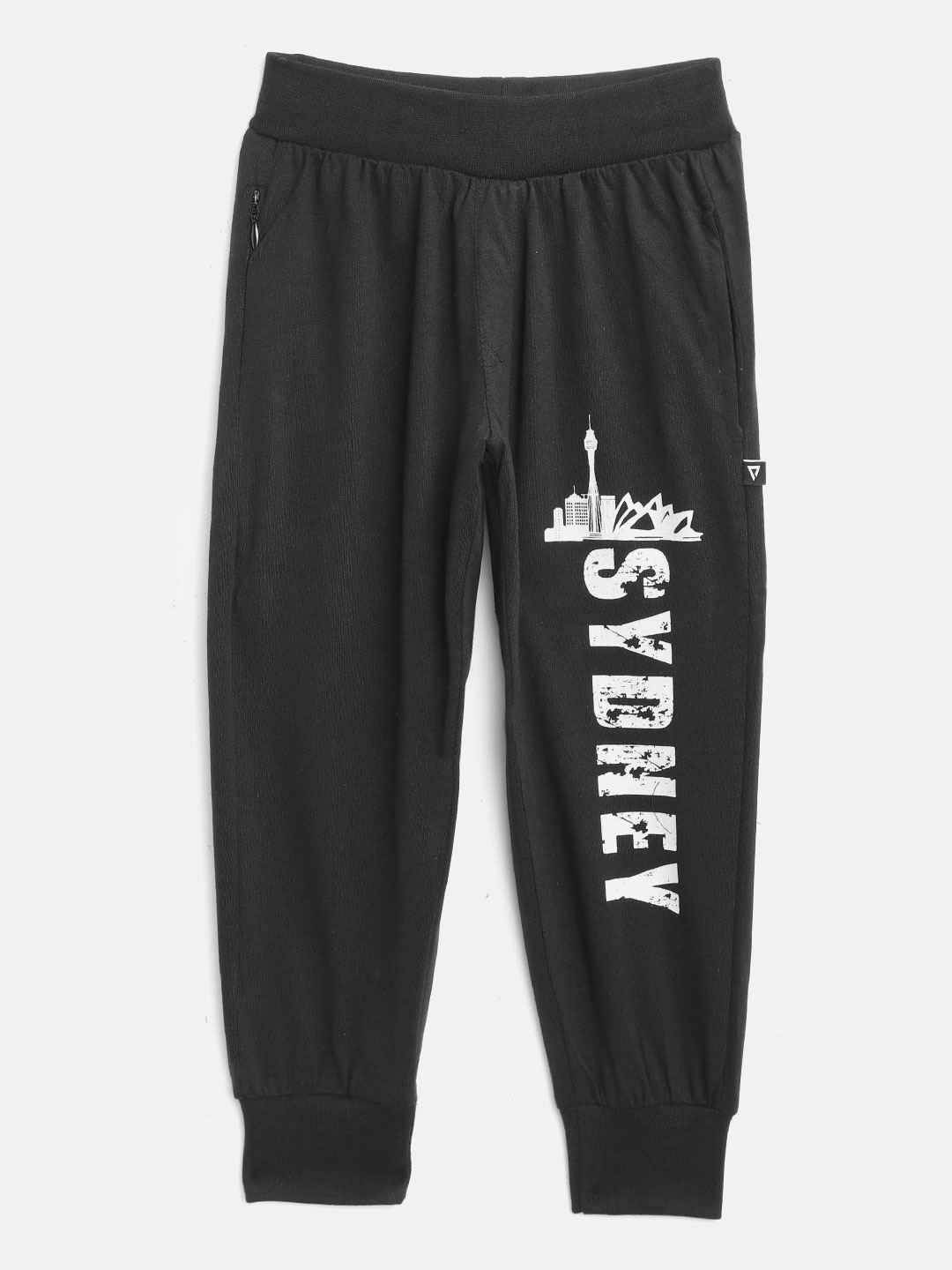 

PROTEENS Boys Black Printed Detail Joggers