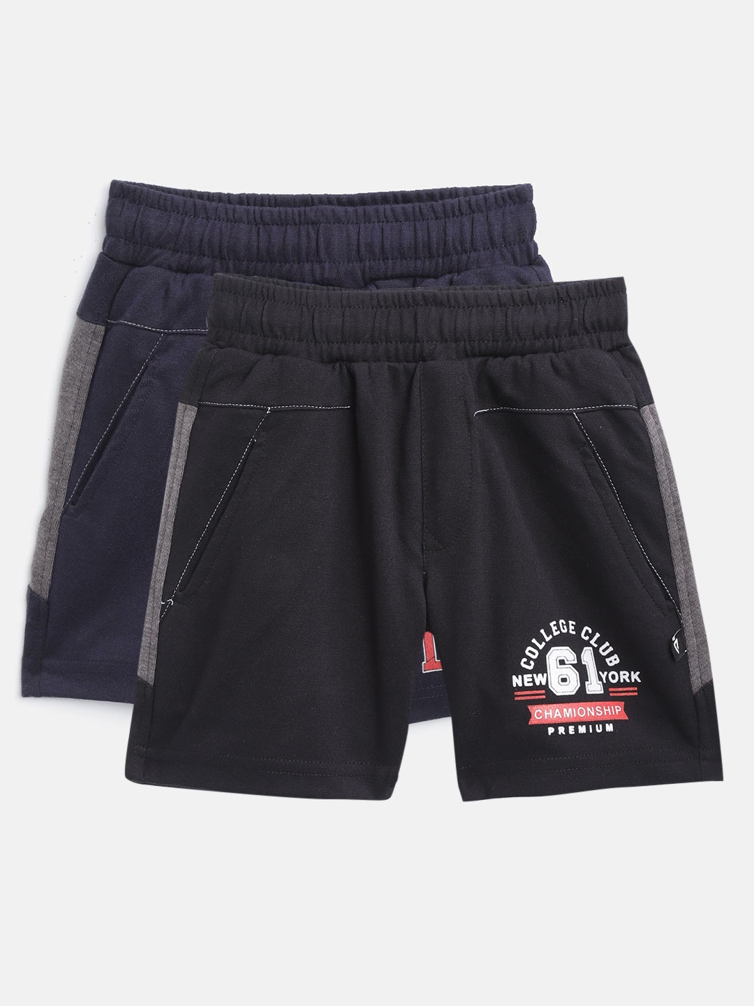 

Proteens Boys Pack of 2 Solid Regular Fit Shorts With Printed Detail, Black