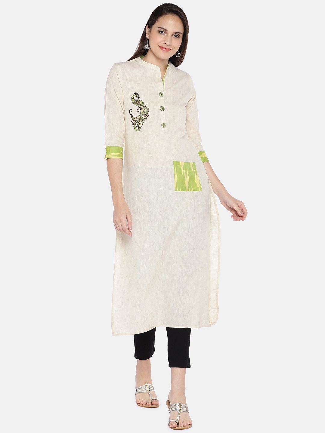 

Vbuyz Women Beige Solid Straight Kurta