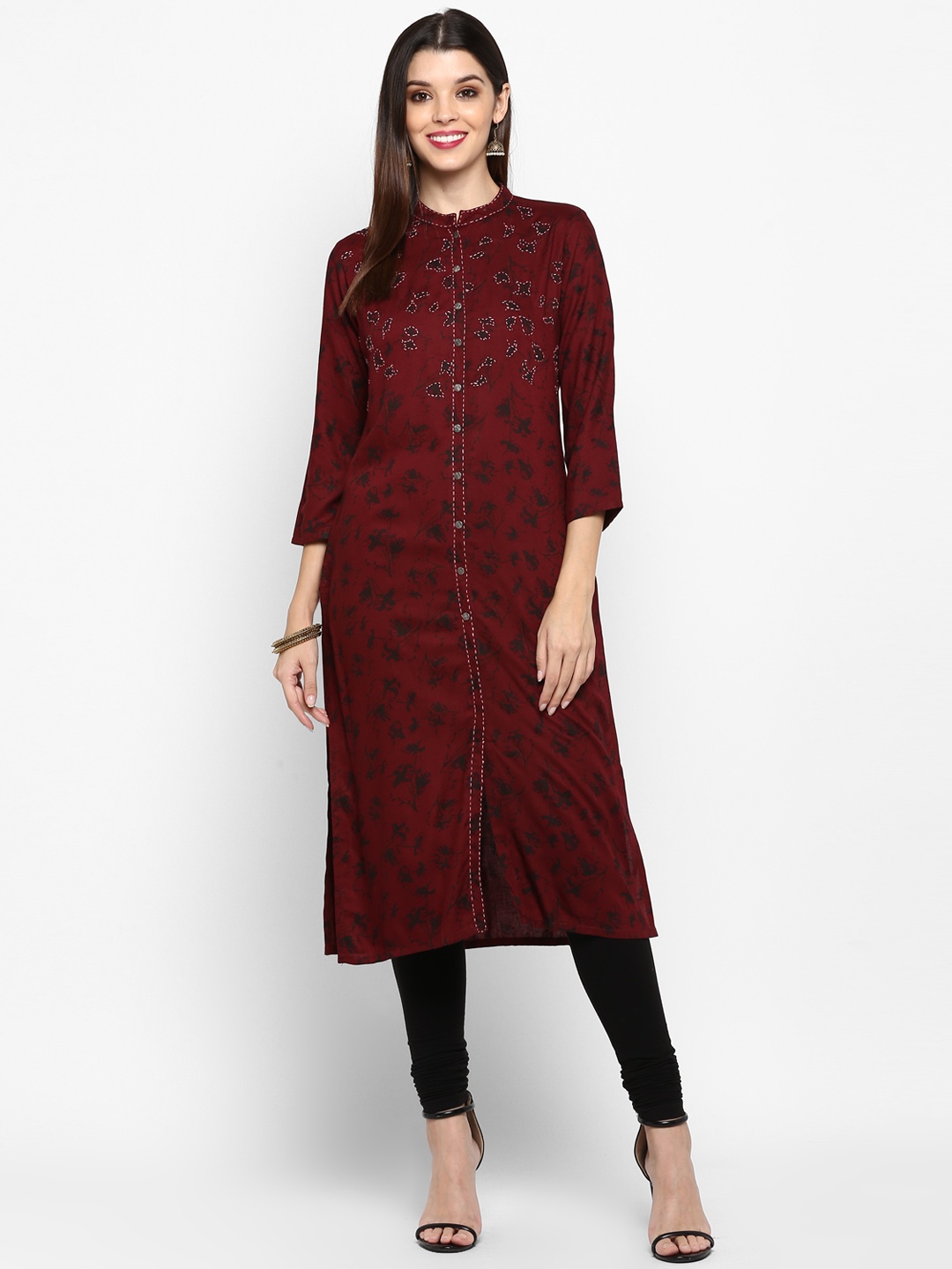 

Vbuyz Women Purple Embellished Straight Kurta