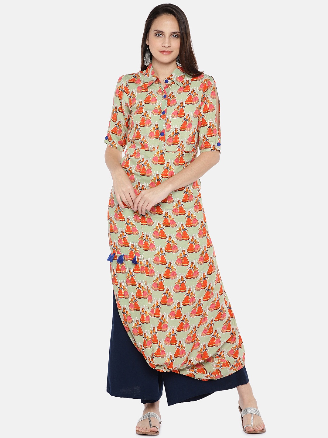 

Vbuyz Women Multicoloured Quirky Printed A-Line Kurta, Multi