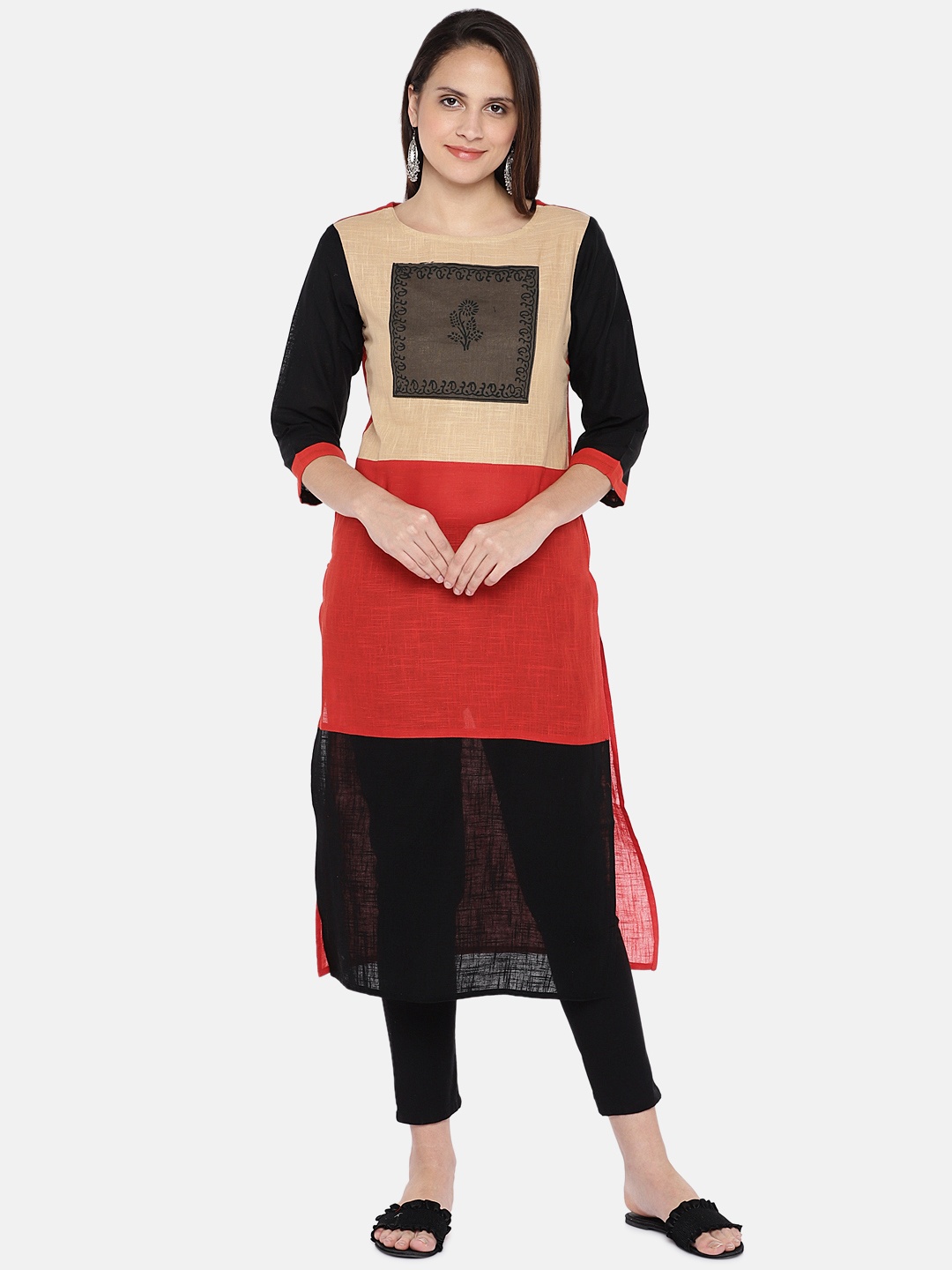 

Vbuyz Women Multicoloured Colourblocked Straight Kurta, Multi