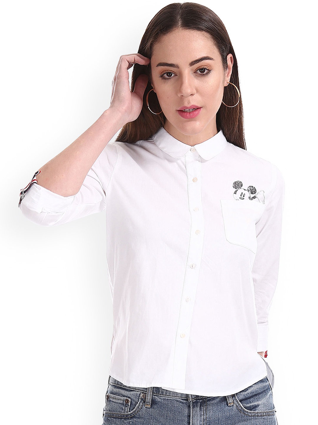 

Sugr Women White Regular Fit Printed Casual Shirt