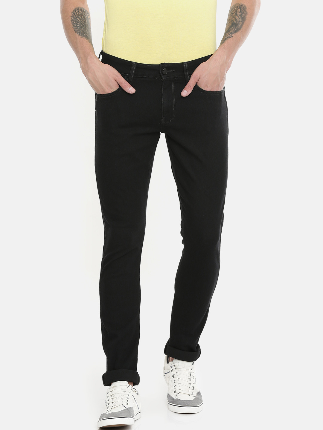 

Wrangler Men Black Vegas Skinny Tapered Fit Low-Rise Clean Look Stretchable Jeans