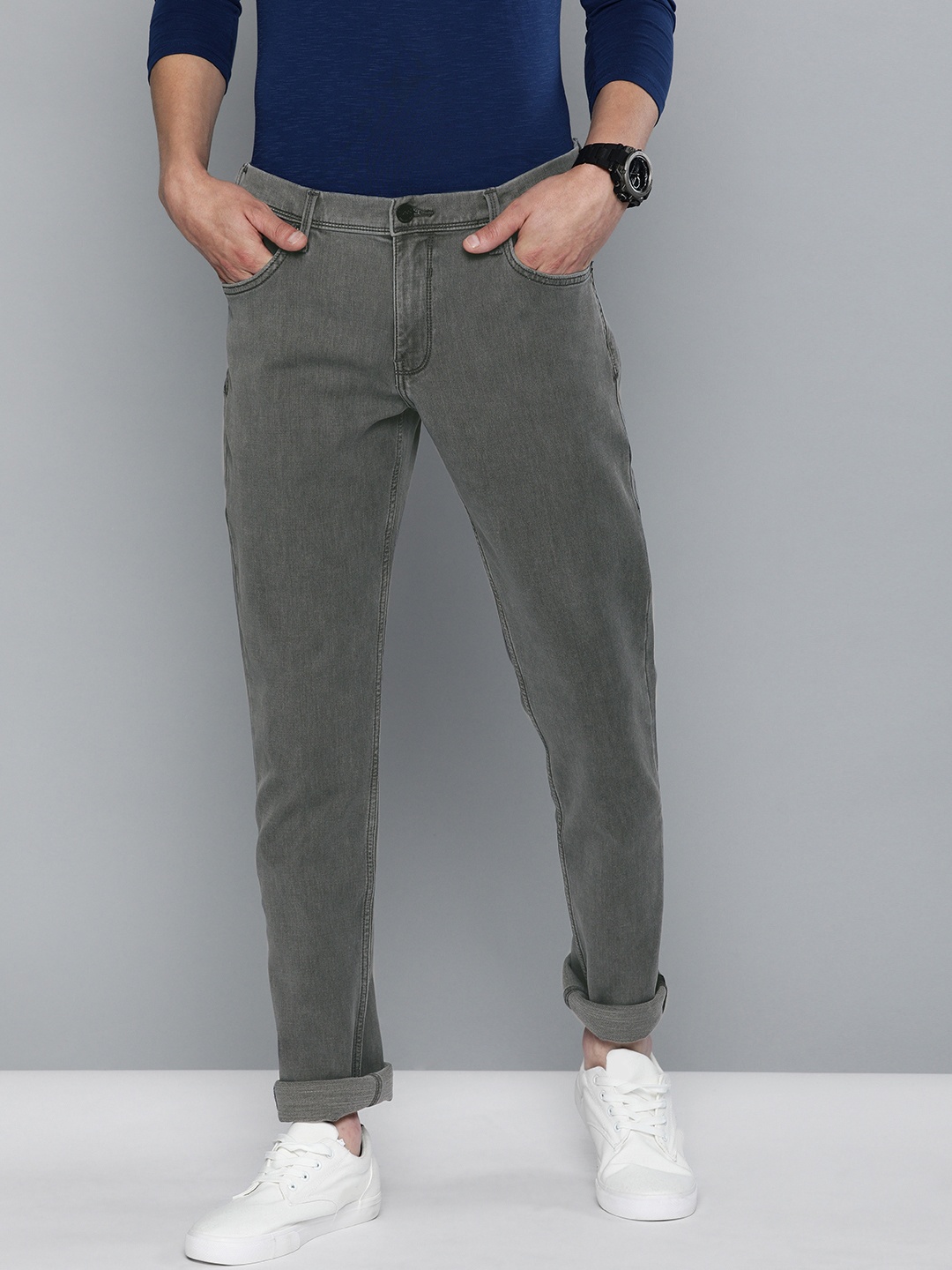 

Lee Men Grey BRUCE Skinny Fit Mid-Rise Clean Look Stretchable Jeans