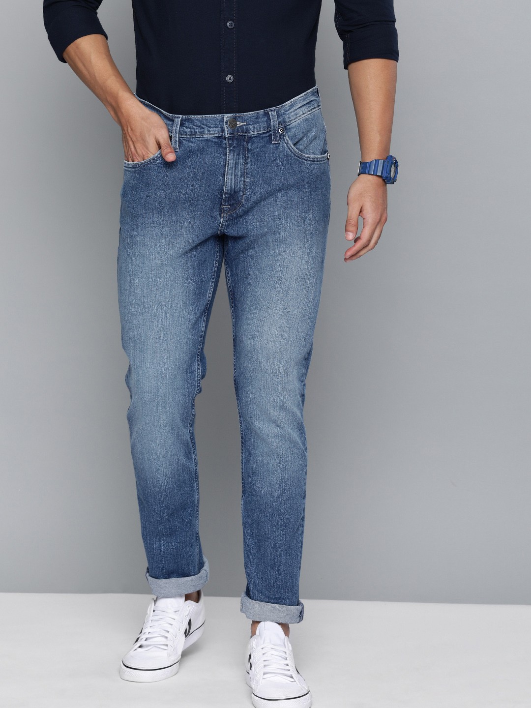 

Lee Men Blue Bruce Skinny Fit Mid-Rise Clean Look Stretchable Jeans