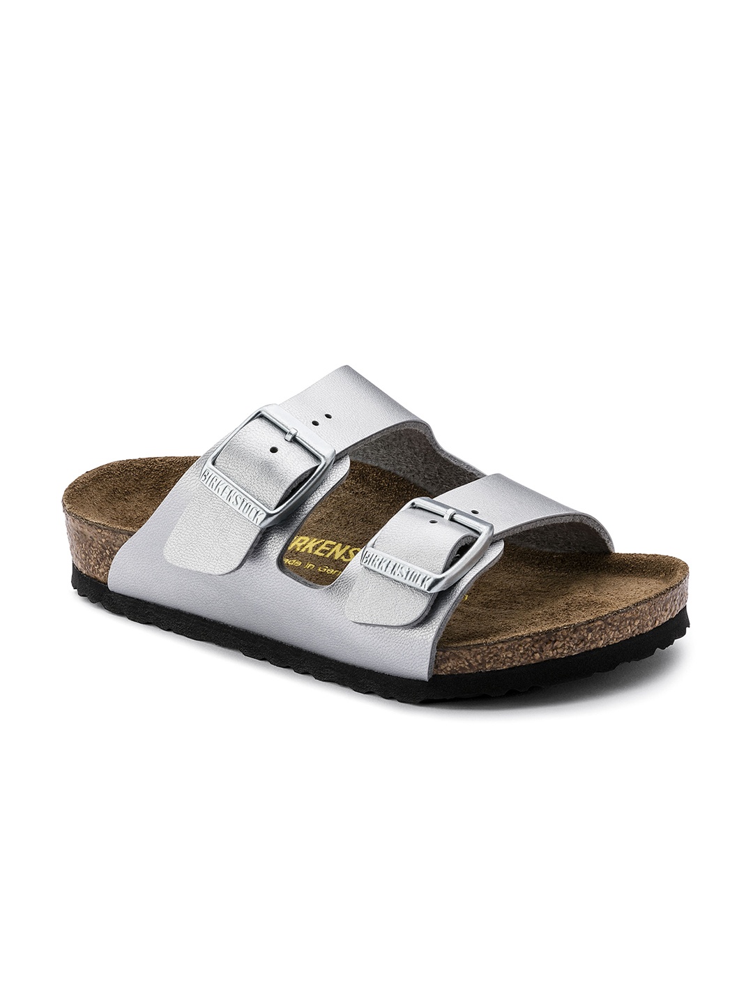 

Birkenstock Girls Arizona Kids Silver Regular Width Flats