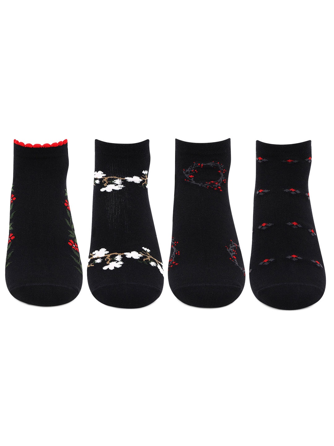 Bonjour Women Pack of 4 Assorted Ankle-Length Socks