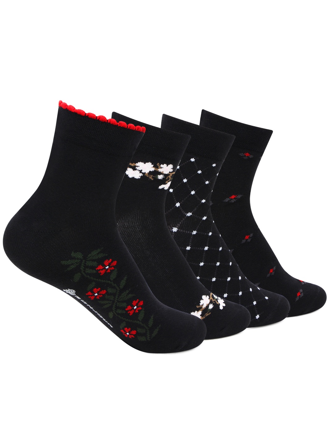 

Bonjour Women Pack of 4 Assorted Ankle-Length Socks