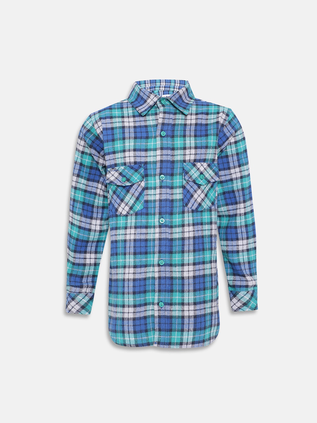 

Oxolloxo Boys Blue & White Regular Fit Checked Formal Shirt