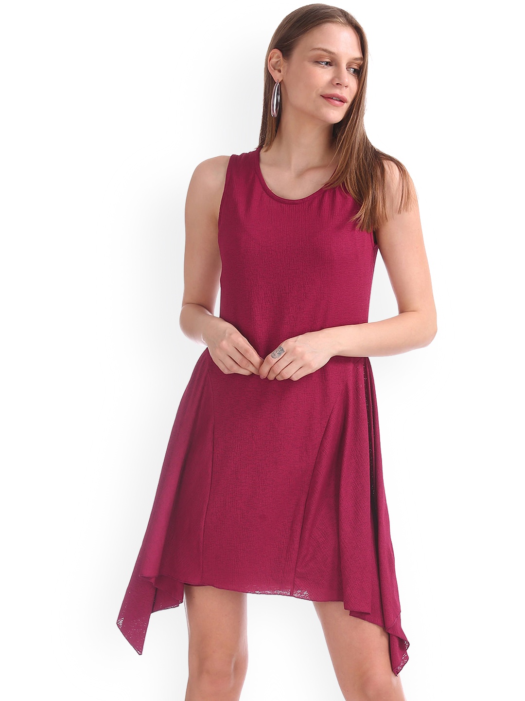 

Sugr Women Red Solid Fit and Flare Dress