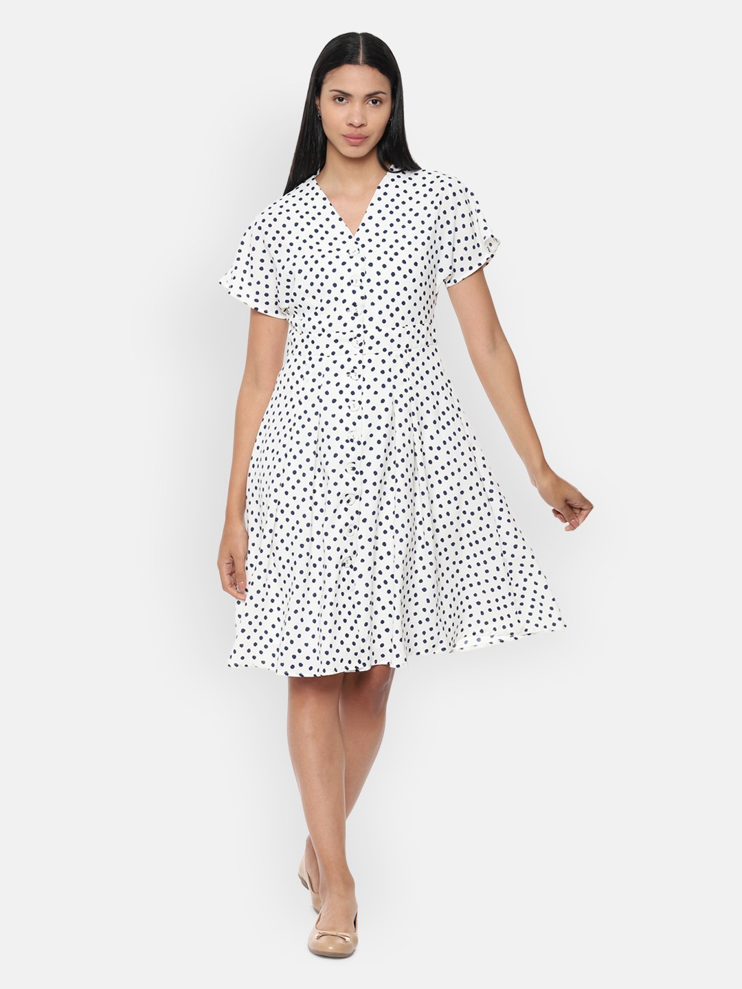 

Van Heusen Woman White Printed Fit and Flare Dress