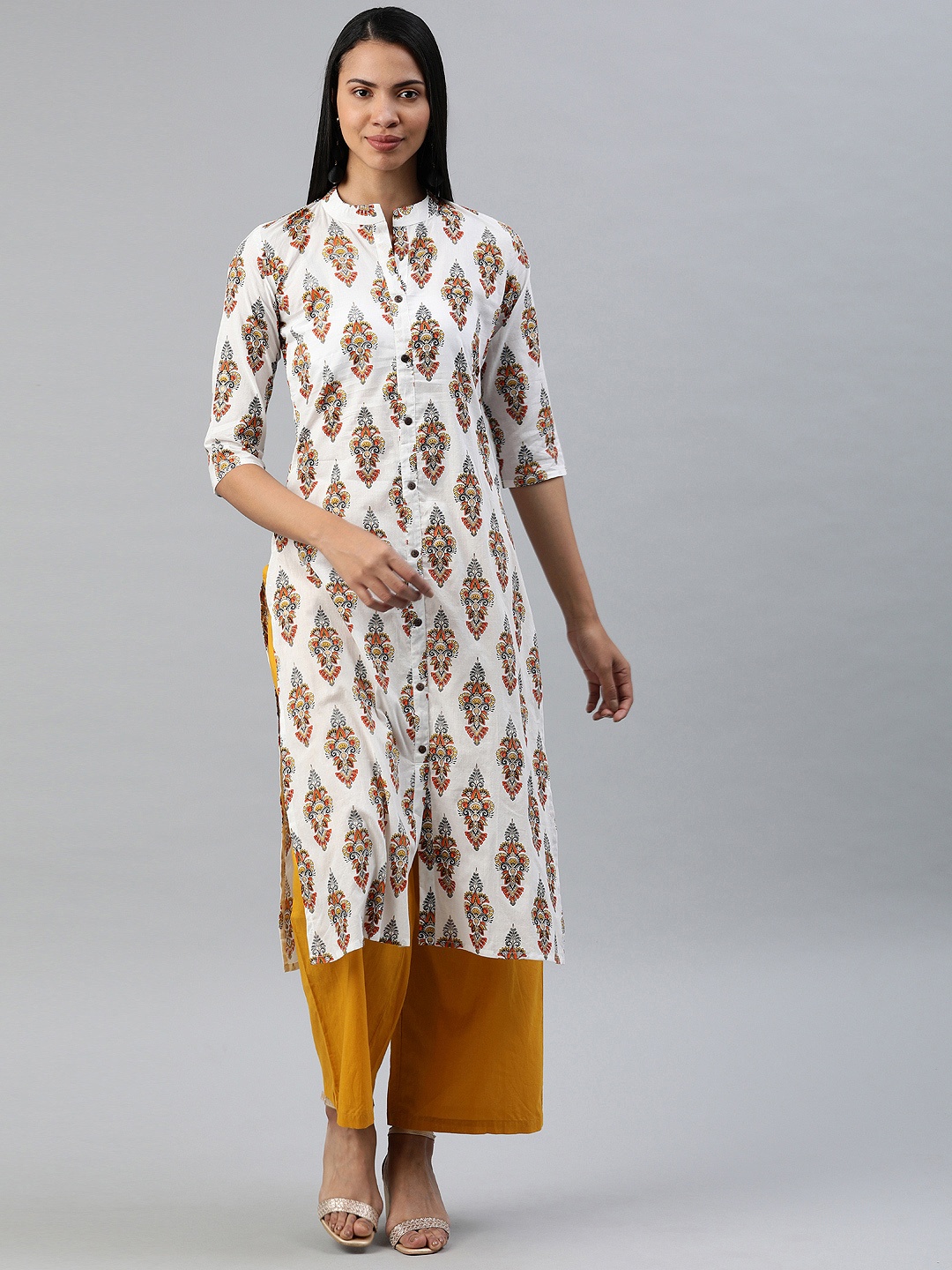

Swishchick Women White & Black Printed A-Line Kurta