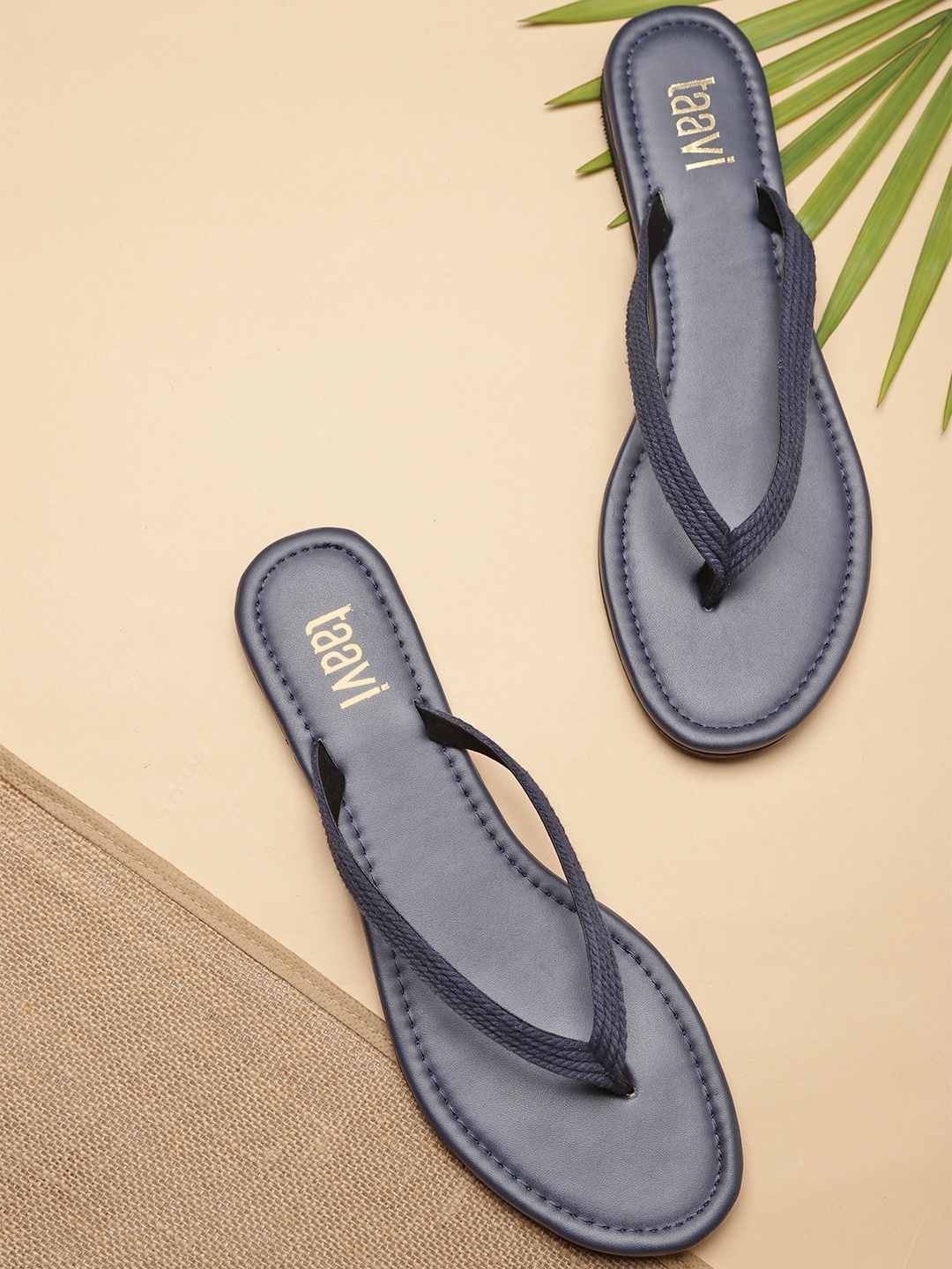 

Taavi Women Navy Blue Solid Open Toe Flats