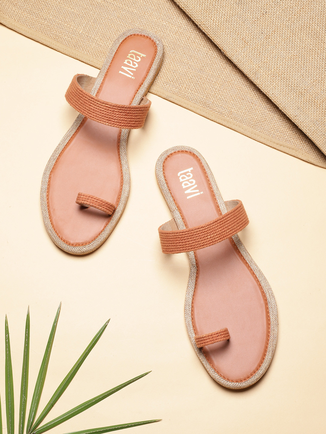 

Taavi Women Rust Orange Self-Striped One-Toe Flats