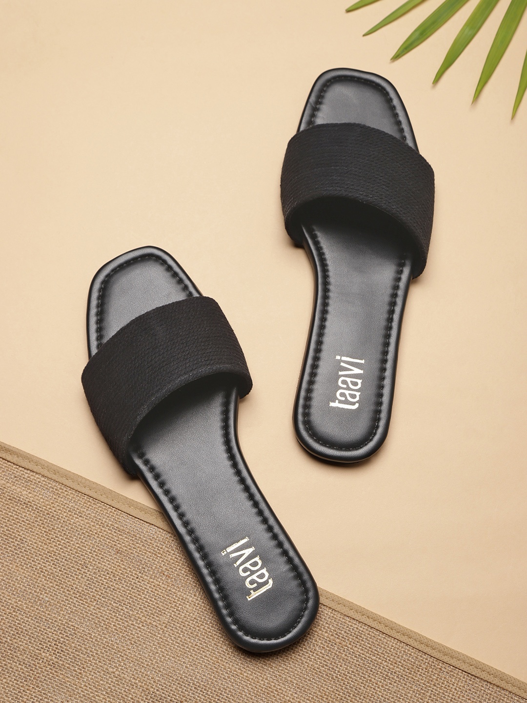 

Taavi Women Black Solid Open Toe Flats