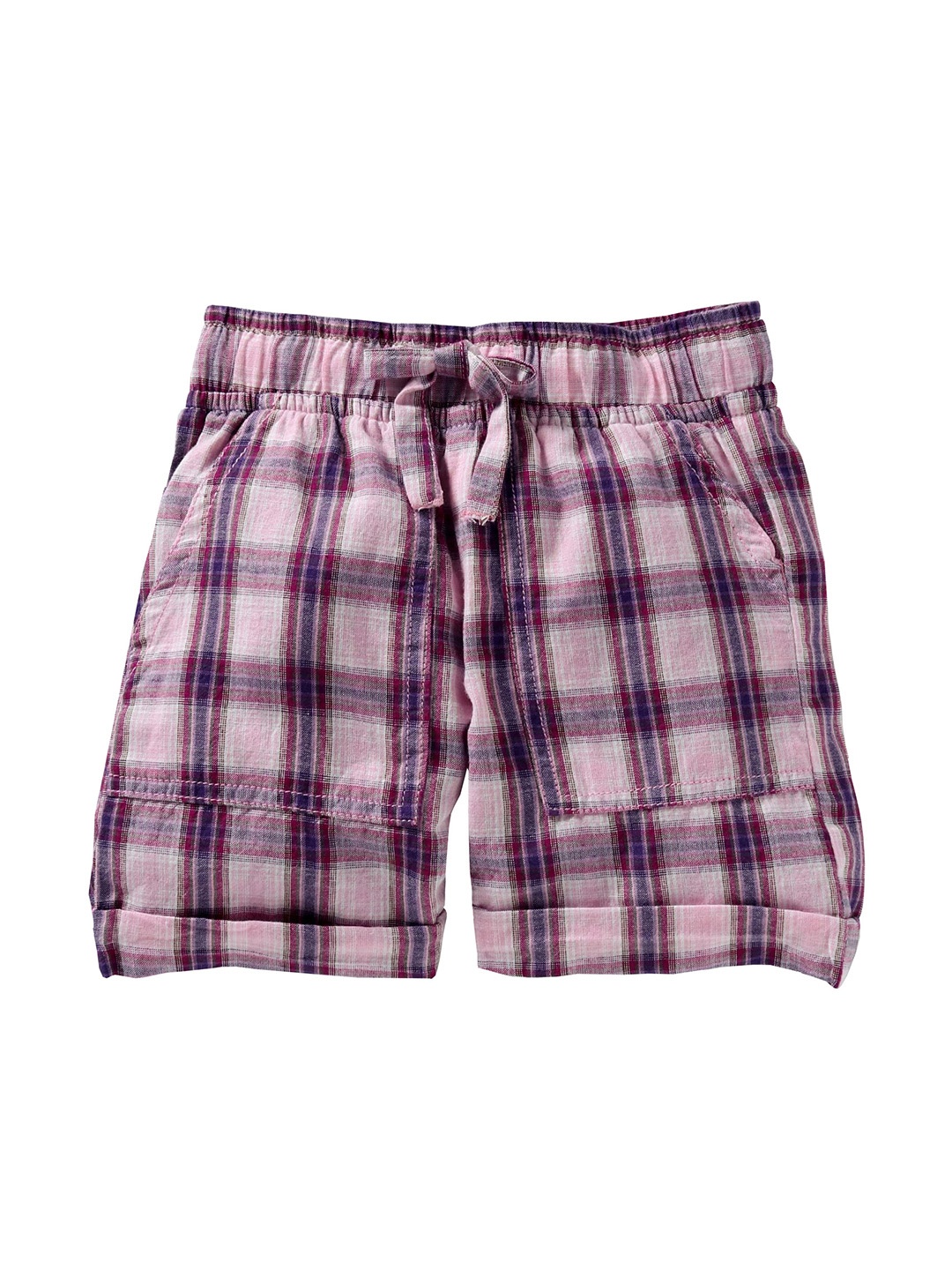 

KiddoPanti Girls Purple Checked Regular Fit Regular Shorts
