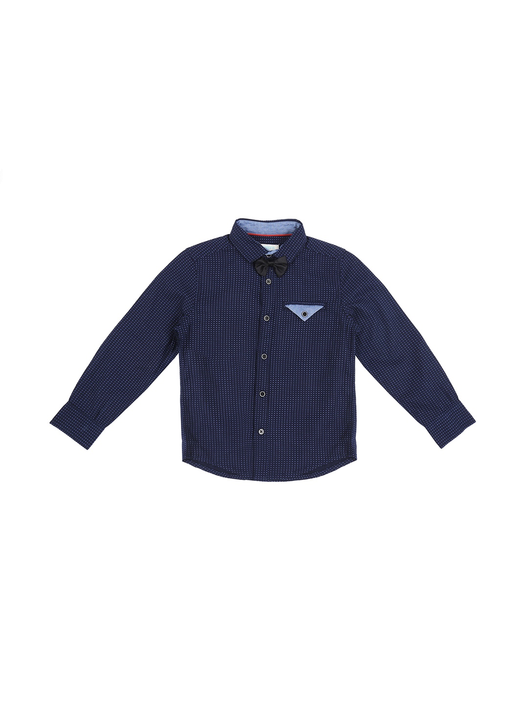 

Pantaloons Junior Boys Navy Blue Regular Fit Printed Party Shirt