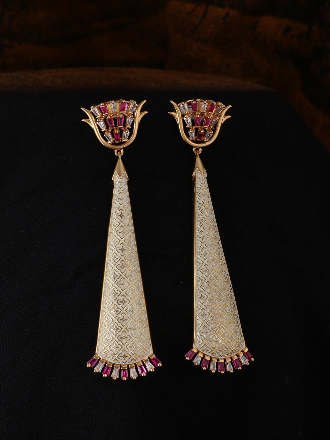 

Tistabene Gold-Plated & White Contemporary Drop Earrings